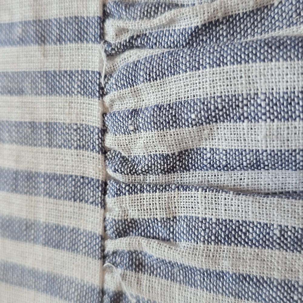 Beach Lunch Lounge, Luca Linen A-Line Prairie Dress, Striped Puff Sleeve, Size L - Picture 9 of 12